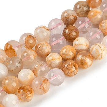 Natural Cherry Blossom Agate Beads Strands, Round, 10~10.5mm, Hole: 1.2mm, about 38pcs/strand, 15.35''(39cm)