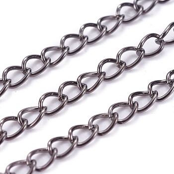 Iron Side Twisted Chain, Unwelded, with Spool, Lead Free & Nickel Free, Gunmetal, 5x4x0.7mm, about 328.08 Feet(100m)/roll