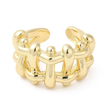 Brass Hollow Open Cuff Rings, Real 16K Gold Plated, Inner Diameter: 17.2mm