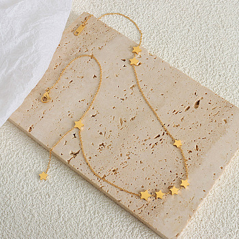 304 Stainless Steel Star Link Chain Necklaces for Women, Golden, 16.14 inch(41cm)