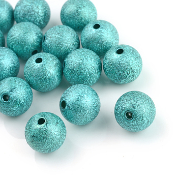Spray Painted Acrylic Beads, Matte Style, Round, Turquoise, 6mm, Hole: 1.5mm