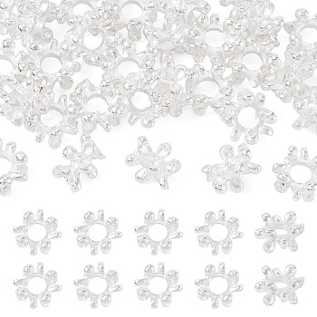 Alloy European Beads, Large Hole Beads, Flower, Silver, 13.5x12.5x7.5mm, Hole: 5mm