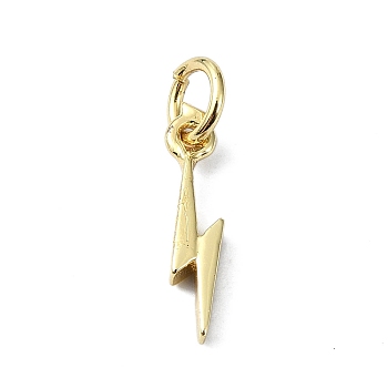 Brass Pendant, Lightning, Real 18K Gold Plated, 14.5x3x2mm, Hole: 3mm