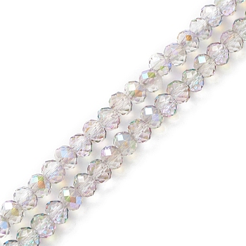 Electroplate Transparent Glass Beads Strands, AB Color Plated, Faceted, Rondelle, Gray, 5.5x4mm, Hole: 1mm, about 100pcs/strand, 17.01''(43.2cm)