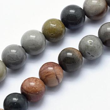 Natural Ocean Agate/Ocean Jasper Beads Strands, Round, 10mm, Hole: 1mm, about 37pcs/strand, 15.3 inch(39cm)