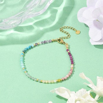 Chakra Natural Mixed Gemstone Chips Beaded Bracelets for Women, with TOHO Round Seed Beads Beads & 304 Stainless Steel & Brass Findings, Faceted, 7-1/8 inch(18cm)