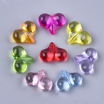 Transparent Acrylic Beads, Heart, Mixed Color, 17x22x9mm, Hole: 1.5mm, about 350pcs/500g
