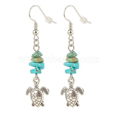 Synthetic Turquoise Chips Beaded Dangle Earrings(EJEW-JE04890-01)-4