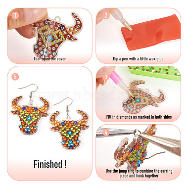 Kits de aretes con pintura de diamantes de vaquero boho diy(DIY-TA0006-21)-5