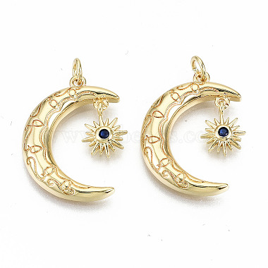 Real 16K Gold Plated Blue Moon Brass+Cubic Zirconia Pendants