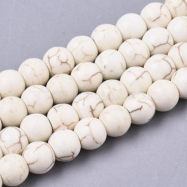 6mm White Round Synthetic Turquoise Beads