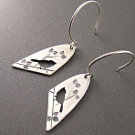 Hollow Bird with Branch Alloy Dangle Earrings, Antique Silver, 40x12mm(FS-WG930CF-01)