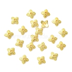 20Pcs Brass Bead Caps, 4-Petal Flower, Real 18K Gold Plated, 6x6x2mm, Hole: 1.4mm(KK-YW0003-55G)