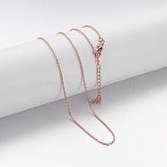 Brass Chain Necklaces, Cable Chain, with Lobster Clasps, Rose Gold, 17 inch(X-MAK-F013-06RG)