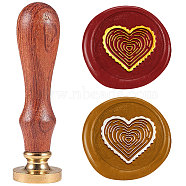 Wax Seal Stamp Set, Sealing Wax Stamp Solid Brass Heads with Wood Handles, for Envelopes Invitations, Gift Card, Heart, 83x22mm, Stamps: 25x14.5mm(AJEW-WH0208-1424)