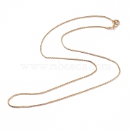 Brass Venetian Chain, Box Chain Necklaces, with Lobster Claw Clasps, Long-Lasting Plated, Golden, 16.53 inch(42cm), 1mm(NJEW-E151-02G)