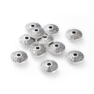 Tibetan Silver Beads, Lead Free and Cadmium Free, Bicone, Antique Silver, about Round, 12mm in diameter, 4.5mm thick, hole: 2mm(LFH10251Y)