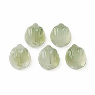 Two Tone Transparent Spray Painted Glass Beads, Rabbit, Olive Drab, 14x12x8mm, Hole: 1.4mm(GLAA-Q092-06-C02)
