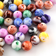 Opaque Acrylic Beads, Round, Mixed Color, 8mm, Hole: 1.5mm, about 1800pcs/500g(SACR-R853-8mm-M)