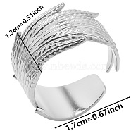 Minimalist Wheat 304 Stainless Steel Cuff Rings, Wide Band Open Rings(IK4718-1)