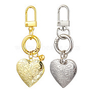 2Pcs 2 Colors 316 Stainless Steel Heart Locket Pendant Decorations, Alloy Clasps Charm for Bag Ornaments, Platinum & Golden, 72mm, 1pc/color(HJEW-JM02391)