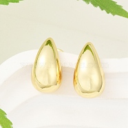 Rack Plating Brass Teardrop Stud Earrings, Long-Lasting Plated, Cadmium Free & Lead Free, Real 18K Gold Plated, 18x10mm, Pin: 0.7mm(EJEW-R150-05G)