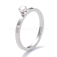 304 Stainless Steel Finger Rings, with Crystal Rhinestone, Stainless Steel Color, US Size 6~8(16.5~18.1mm)(RJEW-J071-13-P)