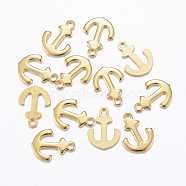 201 Stainless Steel Charms, Anchor, Golden, 12x9x1mm, Hole: 1.2mm(STAS-H557-18G)