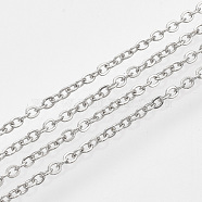 Iron Cable Chains, Soldered, with Spool, Flat Oval, Platinum, 2x1.5x0.3mm, about 100yard/roll(CH-S131-03P)