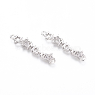 Brass Micro Pave Clear Cubic Zirconia Links connectors, Word MAMA and Star, for Mother's Day, Clear, Mixed Color, 5.5x26x2mm, Hole: 1.2mm(ZIRC-G152-15P)