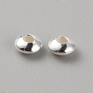 50Pcs 925 Sterling Silver Beads, with Silver Polishing Cloth, Rondelle, Silver, 4x2mm, Hole: 1.4mm(STER-WH0001-11S)