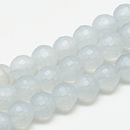 Electroplate Glass Beads Strands, Frosted Style, Faceted Round, Clear, 8x7mm, Hole: 1.5mm, about 72pcs/strand, 20.47 inch(EGLA-Q108-8mm-09)