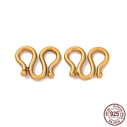 925 Sterling Silver S-hook Clasps, Antique Golden, 9x11.5x1.5mm, Hole: 3mm(STER-D036-16AG)
