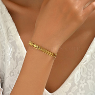 Vintage Real 18K Gold Plated Stainless Steel Chain Bracelets for Women, Casual and Versatile(NM7376)