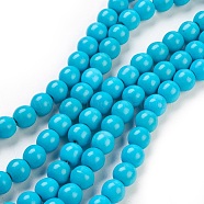 Synthetic Turquoise Beads Strands, Dyed, Round, Deep Sky Blue, 8mm, Hole: 1mm, about 50pcs/strand, 15.35 inch(X-TURQ-G106-8mm-02F)