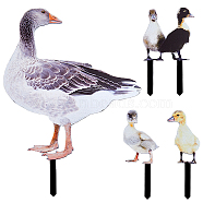 Double-sided Pattern Acrylic Garden Stake, Ground Insert Decor, Goose, Mixed Color, 120~250x44~182x2.5mm, 4pcs/set(AJEW-WH0348-02E)