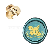 Wax Seal Brass Stamp Head, for Wax Seal Stamp, Golden, Flower Pattern, 25x14.5mm(AJEW-WH0130-677)