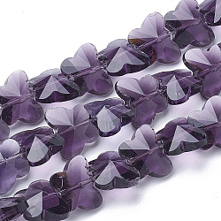 Transparent Glass Beads, Faceted, Butterfly, Indigo, 8x10x6mm, Hole: 1mm(GLAA-Q066-10mm-B03)