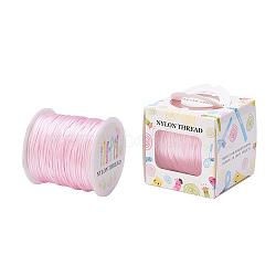 Nylon Thread, Rattail Satin Cord, Pearl Pink, 1.0mm, about 76.55 yards(70m)/roll(NWIR-JP0010-1.0mm-93)