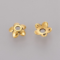 Tibetan Style Bead Caps, Antique Golden, Cadmium Free & Nickel Free & Lead Free, 6.5X6.5X2mm, Hole: 2mm(X-K0PCP032)