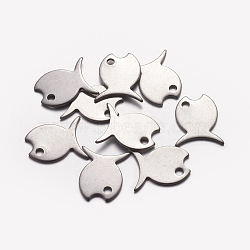 Tarnish Resistant Stainless Steel Pendants, Fish, Stainless Steel Color, 14.5x12.5x1mm, Hole: 1mm(STAS-Q053)