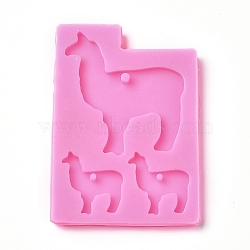 Pendant Silhouette Silicone Molds, Resin Casting Molds, For UV Resin, Epoxy Resin Jewelry Making, Llama/Alpaca, Pink, 120x84x7mm, Inner Diameter: 69x60mm and 34x30mm(DIY-WH0152-63)