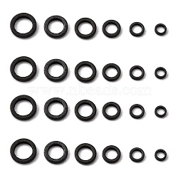 SUPERFINDINGS 180Pcs 6 Style Paint Spraying Brass Split Ring, Lure Tackle Connector, Fishing Accessory, Black, 2~4.4x0.5~0.7mm, Hole: 1.2~3mm, 30pcs/style(FIND-FH0003-33)