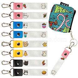 PU Leather & Cotton Name Marker Keychain, with Zinc Alloy Keychain, Cat Shape, 13x2cm(AJEW-WH0514-026)