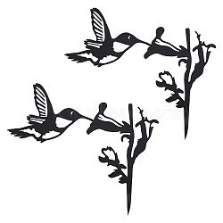 Iron Display Decorations, for Outdoor Garden Decoration, Bird, Electrophoresis Black, 16.5x12.5x0.1cm(AJEW-WH0168-69)