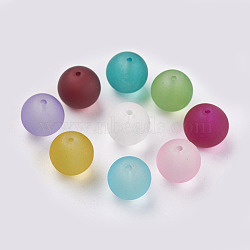 Frosted Glass Beads, Mixed Color, Round, about 12mm in diameter, hole: 1.3~1.6mm(X-GGB12MMY-DKM)