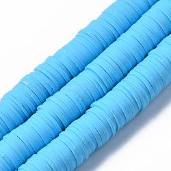 Flat Round Eco-Friendly Handmade Polymer Clay Beads, Disc Heishi Beads for Hawaiian Earring Bracelet Necklace Jewelry Making, Light Sky Blue, 10mm(CLAY-R067-10mm-36)
