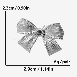 304 Stainless Steel Stylish Bowknot Stud Earrings, Silver, 23x29mm(VW6611-1)