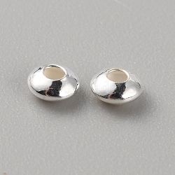 50Pcs 925 Sterling Silver Beads, with Silver Polishing Cloth, Rondelle, Silver, 4x2mm, Hole: 1.4mm(STER-WH0001-11S)