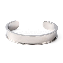 Stainless Steel Grooved Bangles, Cuff Bangle, for Gemstone, Leather Inlay Bangle Making, Stainless Steel Color, 1.2cm, Inner Diameter: 2x2-3/8 inch(5x6cm)(DIY-WH0304-370P)